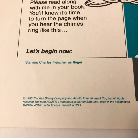 Vtg 1990 Who Framed Roger Rabbit  as Told by Roger Disney Book - Picture 6 of 15